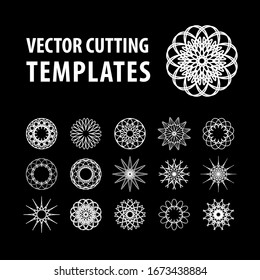 Circular geometric symbols set. Laser cutting and printing vector template. Arabic style