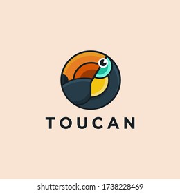 CIrcular geometric Toucan Bird logo icon vector template on light background