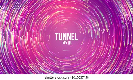 Circular geometric vector background. Circle round colorful lines. Abstract vortex trail. Flat whirlpool cover for presentation