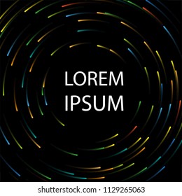 Circular geometric vector background. Circle round colorful lines. 