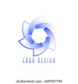 Circular geometric vector logo design. Abstract logo design concept with blue overlay color