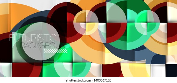 Plantilla de diseño geométrico circular, fondo de pantalla de presentación de negocio vectorial