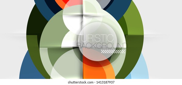 Plantilla de diseño geométrico circular, fondo de pantalla de presentación de negocio vectorial