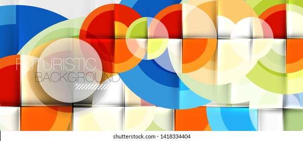 Plantilla de diseño geométrico circular, fondo de pantalla de presentación de negocio vectorial