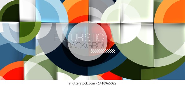 Plantilla de diseño geométrico circular, fondo de pantalla de presentación de negocio vectorial