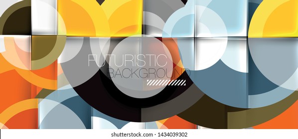 Plantilla de diseño geométrico circular, fondo de pantalla de presentación de negocio vectorial