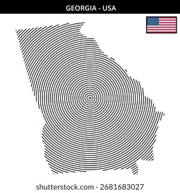 Mapa circular da Geórgia com desenho da bandeira