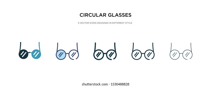 circular glasses icon in different style vector illustration. two colored and black circular glasses vector icons designed in filled, outline, line and stroke style can be used for web, mobile, ui