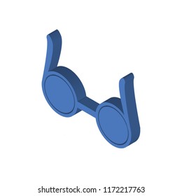 Circular glasses isometric left top view 3D icon