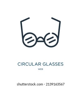 circular glasses thin line icon. circular, sunglasses linear icons from web concept isolated outline sign. Vector illustration symbol element for web design and apps.