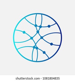 Circular globe logo icon. Link icon with dot. Circuit sign element. Usable for business  corporate symbol. Modern Technology mark.