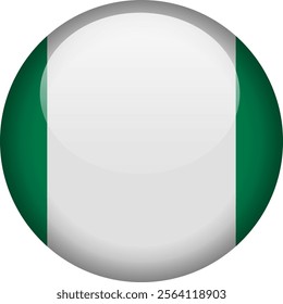 Circular glossy button with the Nigerian national flag, a symbol of Nigeria and its national identity.