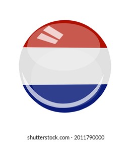 circular and glossy country flag of Netherlands vector