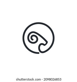 circular goat line art vector logo design