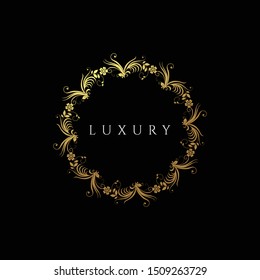 Circular gold flower petals luxury logo