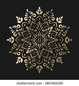 Circular gold Mandala with vintage floral style, Vector mandala Oriental pattern, Hand drawn decorative element. Unique design with petal flower. Concept relax and meditation use for page logo book