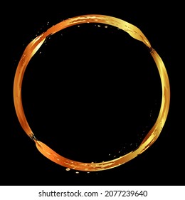 Circular gold vector frame.Vintage invitation with round gold vector frame on black background. 3d vector illustration. Abstract geometric background. Luxury template design. Vector art illustration.