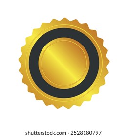 Um emblema circular dourado com uma borda preta, perfeito para representar realizações, qualidade ou excelência. Ideal para prêmios, certificados ou materiais promocionais.