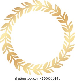 Circular golden laurel wreath representing success, victory, and achievement, serving as an ideal symbol for awards, logos, and emblems in various celebratory contexts