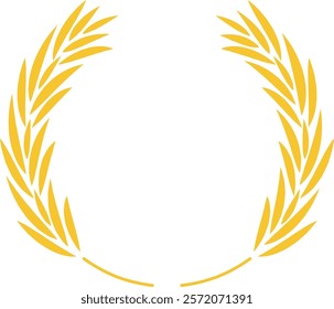 Circular golden laurel wreath, a symbol of victory, achievement, and honor, perfect for awards, logos, and emblems representing success and accomplishment