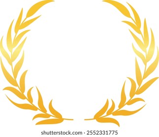 Circular golden laurel wreath symbolizes success, achievement, and triumph, evoking a sense of honor and distinction, perfect for representing awards, accolades, or celebrations