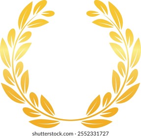 Circular golden laurel wreath symbolizing success, achievement, and victory, ideal for awards, logos, and emblems representing triumph and excellence