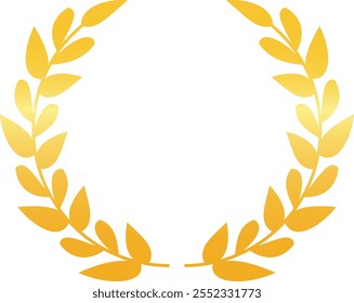 Circular golden laurel wreath symbolizing success, achievement, and victory, perfect for awards, logos, and emblems representing triumph and excellence