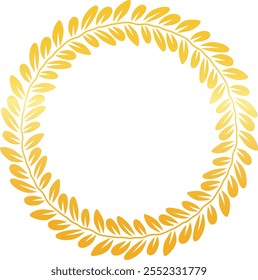 Circular golden laurel wreath symbolizing success, victory, and achievement, perfect for awards, logos, and emblems, creating a sense of honor and distinction