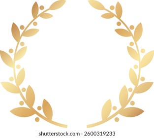 Circular golden laurel wreath symbolizing success, achievement, and victory, representing honor and glory. Ideal for awards, logos, and various decorative applications