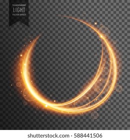 circular golden lens flare transparent light effect sparkling background