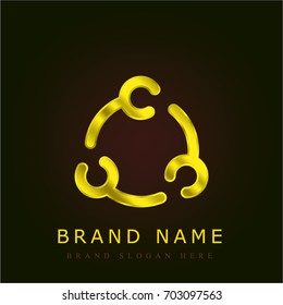 Circular golden metallic logo