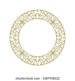 circular golden ornate frame, vector 