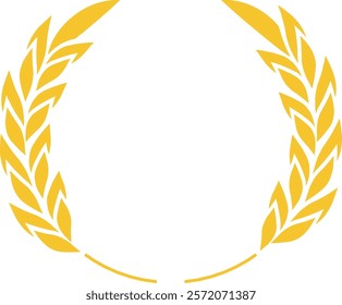 Circular golden wheat wreath representing success, victory, and achievement, ideal for use in emblems, logos, and awards, capturing the essence of celebration and honor