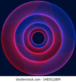 Circular gradient vector design illustration with dark blue background.