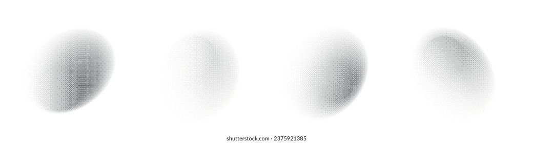 Circular grain texture with distressed dots and gradient effects. noise and brush gradation elements. Flat vector illustration isolated on white background. svg