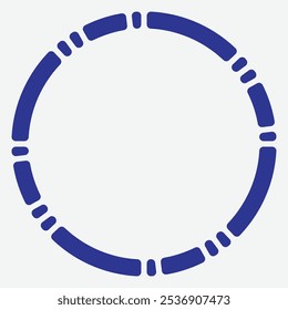 Un Diseño gráfico circular que presenta segmentos sólidos y punteados alternados.