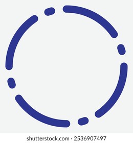 A circular graphic with dotted lines, suggesting movement or loading.