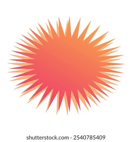 Circular graphic element with a spiky edge fading from light orange to a deeper orange