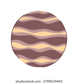 Kreisförmige grafische Illustration mit wellenförmigen horizontalen Streifen in warmen Braun- und Cremetönen, die einen modernen und dekorativen Hintergrund mit einem orientalischen Design Einfluss