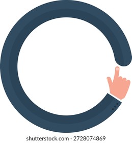 Línea gráfica circular en forma de mano de negocios que apunta a indicar información