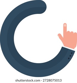 Línea gráfica circular en forma de mano de negocios que apunta con el dedo índice para indicar información