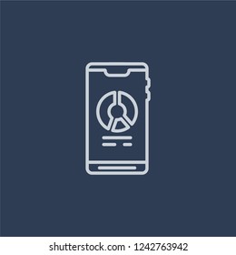 Circular graphic of mobile icon. Trendy flat vector line Circular graphic of mobile icon on dark blue background from Business and analytics collection. 
