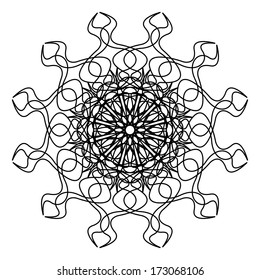 Circular graphic pattern in style of flower on a white background