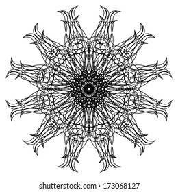 Circular graphic pattern in style of flower on a white background