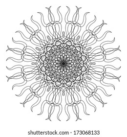 Circular graphic pattern in style of flower on a white background