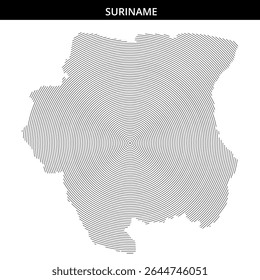 A circular graphical representation of Suriname's outline.