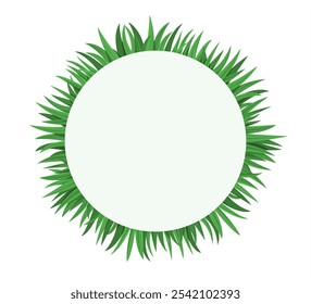 Borda de grama circular com centro branco vazio, ideal para fundos com temas naturais, projetos ecológicos ou espaços reservados para texto.
