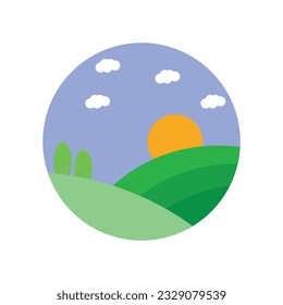 Circular Green field illustration for commercial purpose 