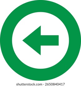 Circular Green Left Arrow, Directional Pointer Icon