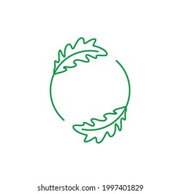circular green oak leaves floral element circle logo design
